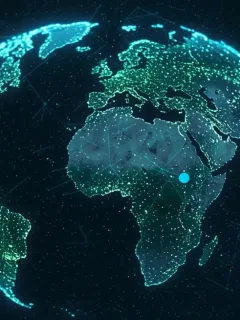Global blockchain network impacting finance and supply chain logistics