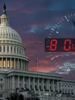 US Capitol with a 90-day countdown clock, symbolizing critical political period.