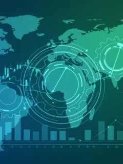 Illustration of optimized global supply chain reducing business operating costs.
