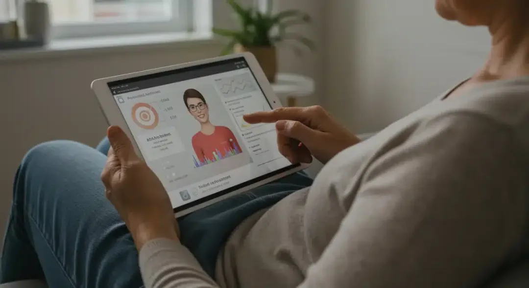 Patient using AI health assistant for personalized care.
