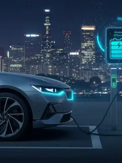 Futuristic electric vehicle charging, symbolizing advanced range technology.