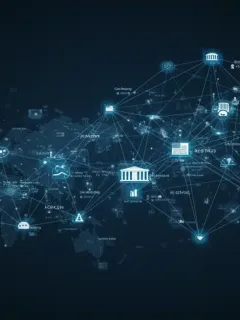 Abstract representation of interconnected political trends influencing future US policy