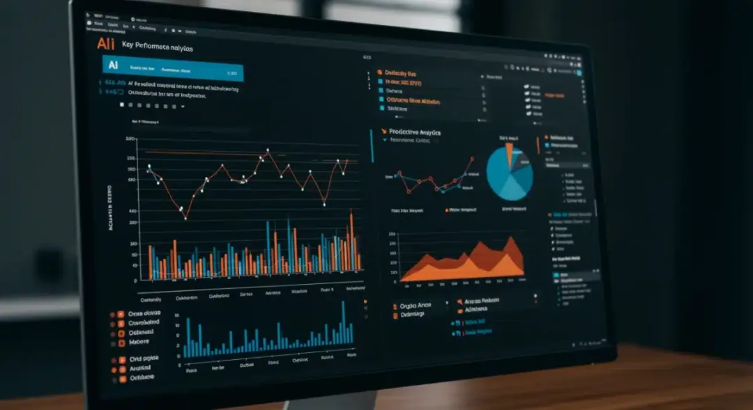 AI-driven dashboard showing business performance metrics and predictive analytics