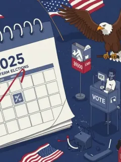 Calendar with 2025 Midterm Elections marked, showing a preparation checklist.