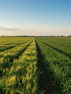 Vast agricultural fields showcasing modern farming practices and diverse crops, symbolizing global food production.