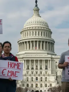 Citizens advocating for change near US Capitol, influencing federal legislation