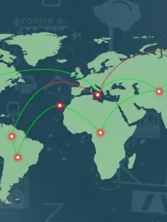 Global supply chain resilience map with disrupted and stable routes for 2026