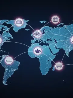 Global trade network with seven illuminated emerging markets, symbolizing future economic connections for US consumers in 2026.