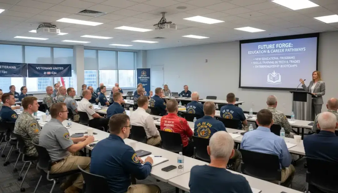 Veterans attending a seminar on new education and career benefits