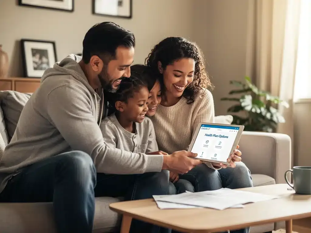 Family reviewing ACA healthcare plan eligibility and savings