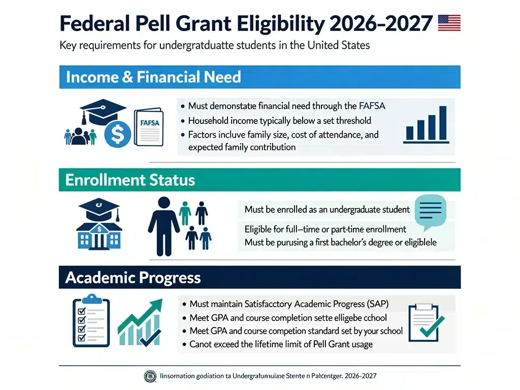 Infographic showing eligibility requirements for Federal Pell Grants.