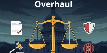 Scales of justice with US Capitol, symbolizing the 2026 Federal Ethics Overhaul and new restrictions.