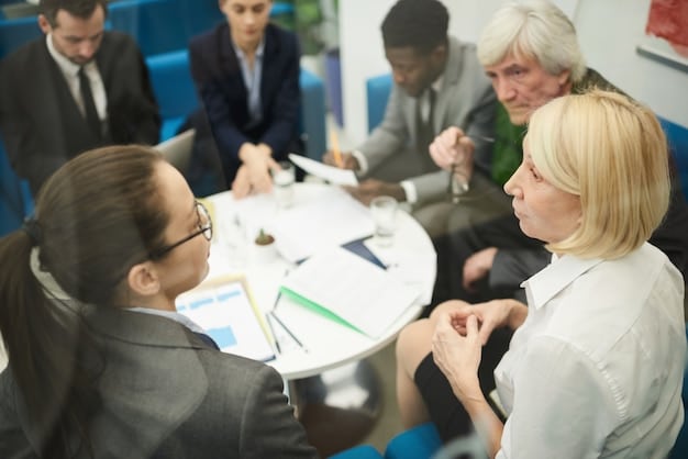 A photograph of a training session in progress, with lobbyists and compliance officers participating in a workshop. The trainer is pointing to a slide titled 