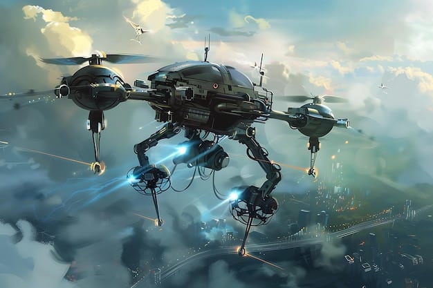 A digital rendering of advanced military technology, such as a drone or a stealth fighter jet, showcasing the investment in modernizing military equipment. The image is set against a dark, futuristic background.