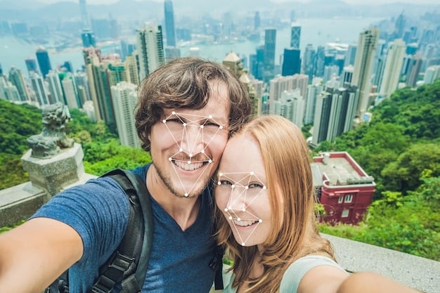 A split image showing one side with tourists happily visiting a national park, and the other side showing a 