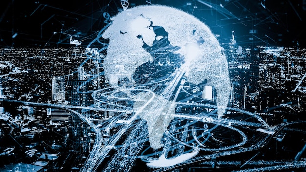 A digital illustration representing a global network under attack by various cybersecurity threats. The image should show lines of code, viruses, and hacking symbols converging on a central point representing the United States. The overall tone is alarming and highlights the interconnectedness and vulnerability of modern digital infrastructure.