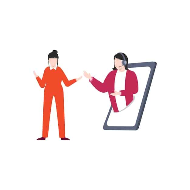 A depiction of a customer interacting with a virtual assistant on a mobile device, showing a seamless and personalized customer service experience driven by AI. The colors are bright and modern, emphasizing ease of use and technological sophistication.