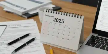 2025 calendar with federal grant application documents for non-profits