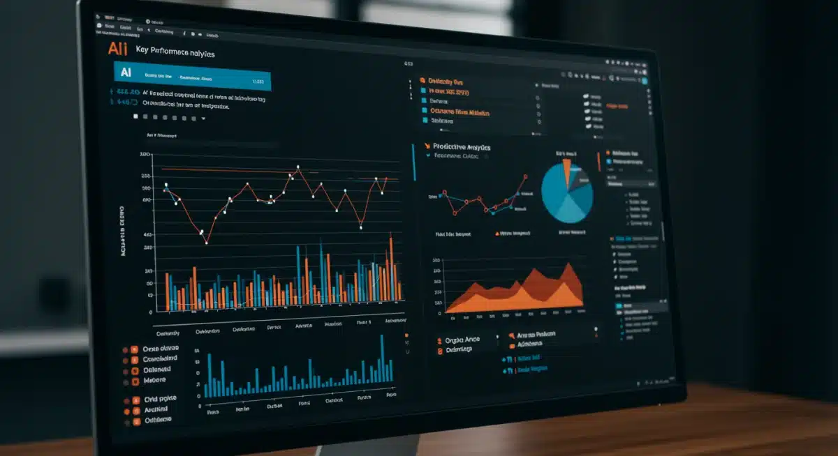 AI-driven dashboard showing business performance metrics and predictive analytics