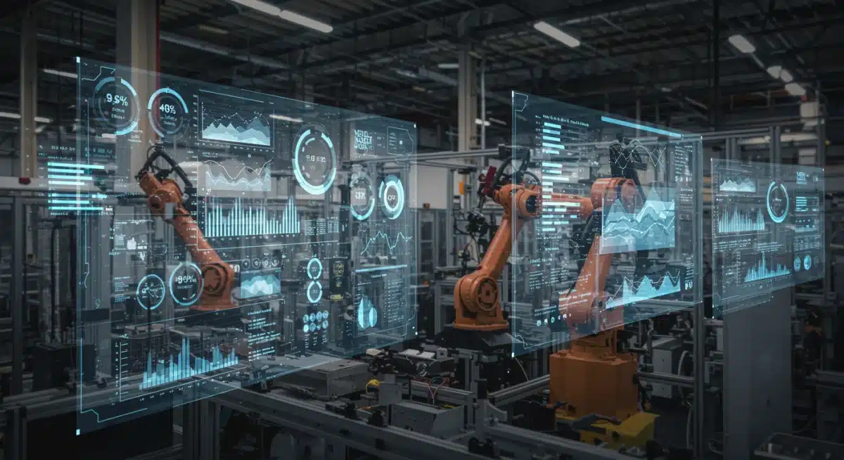 Automated U.S. manufacturing facility showcasing robotic efficiency and real-time data integration.