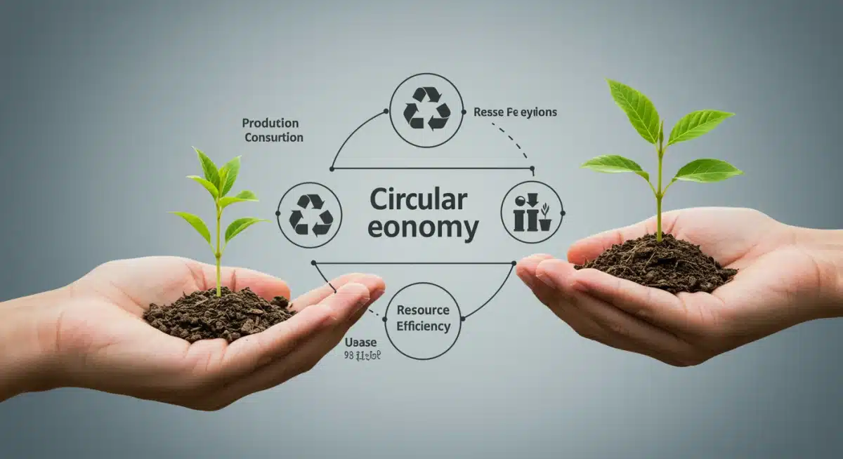 Diagram illustrating the principles of a circular economy with material reuse and recycling