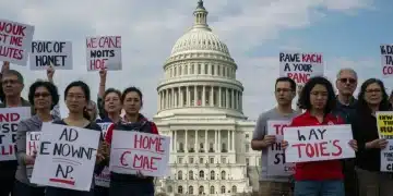 Citizens advocating for change near US Capitol, influencing federal legislation