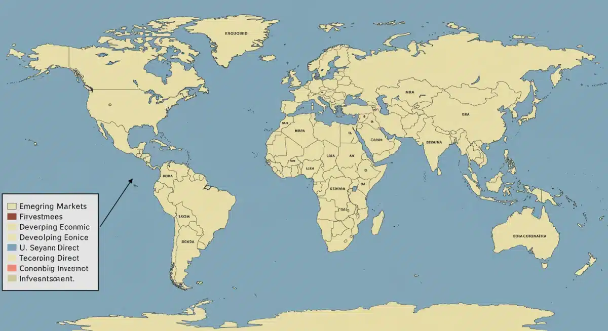 Map highlighting emerging markets and developing economies for US FDI