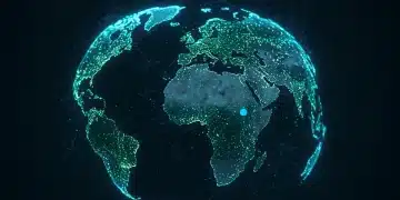 Global blockchain network impacting finance and supply chain logistics