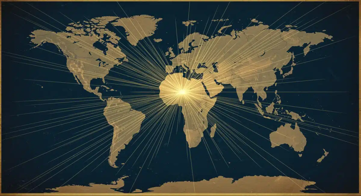 Global map showing interconnected diplomatic efforts in conflict zones, emphasizing multilateralism.