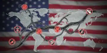 Global financial network impacted by international sanctions, affecting US businesses