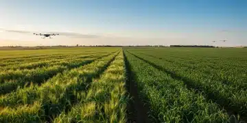 Vast agricultural fields showcasing modern farming practices and diverse crops, symbolizing global food production.