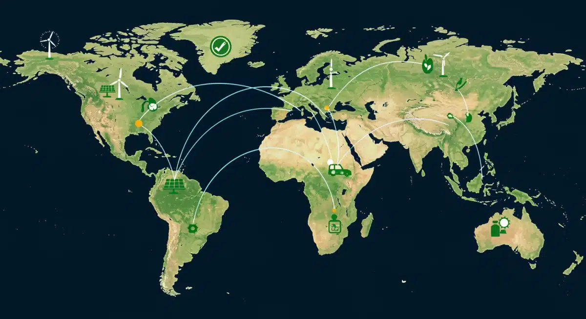 Global trade routes adapted for green economy and sustainable goods.