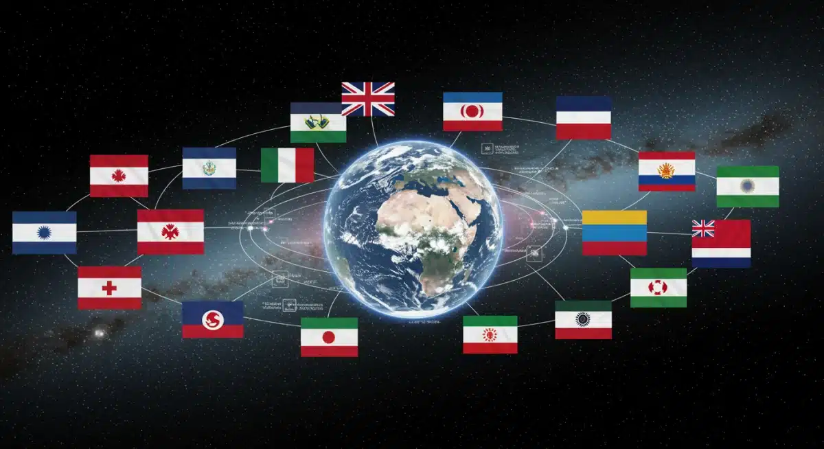 Conceptual image of international collaboration on space law and governance.