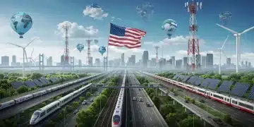 Modern infrastructure elements symbolizing national development and economic growth in the US.