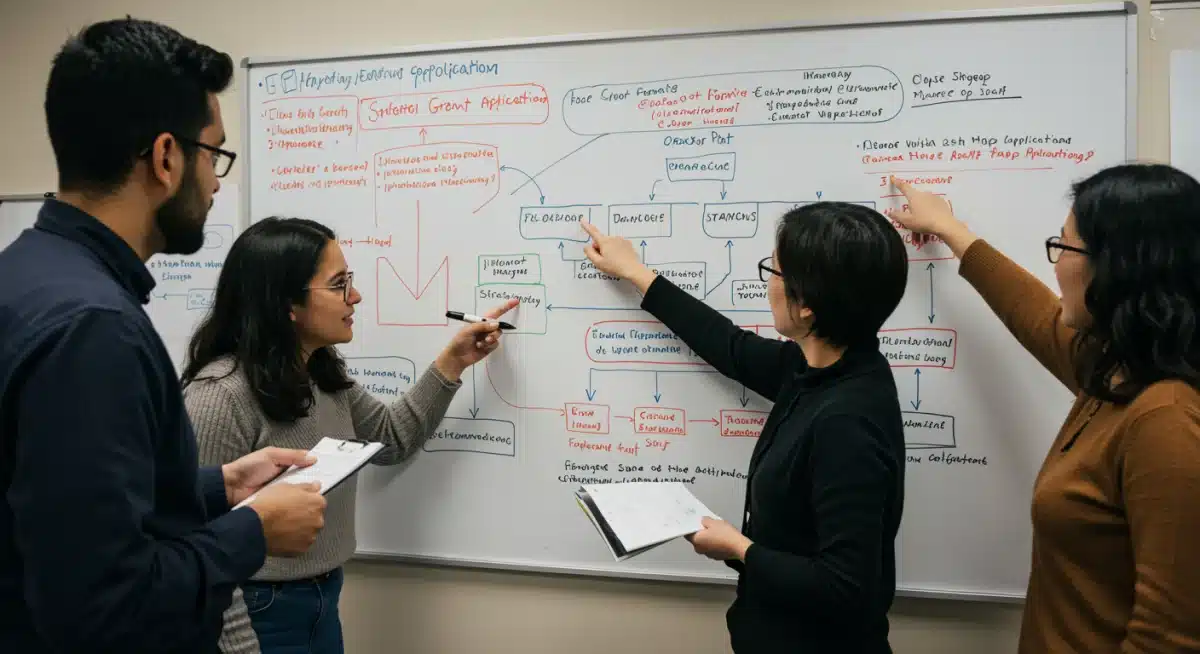 Non-profit team planning federal grant application strategy