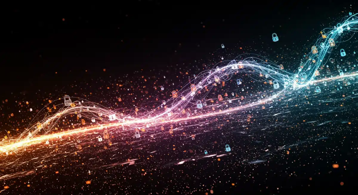 Secure quantum network protecting data, representing advanced cybersecurity and data integrity.