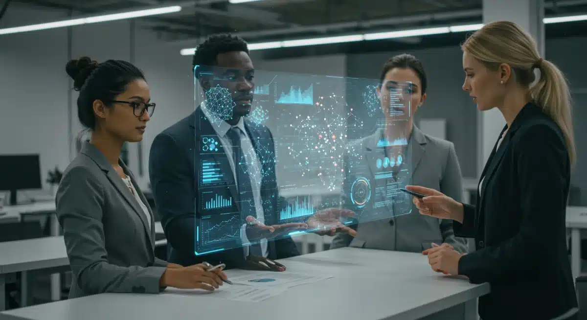 Professionals collaborating on quantum strategy, demonstrating workforce preparation and innovation.