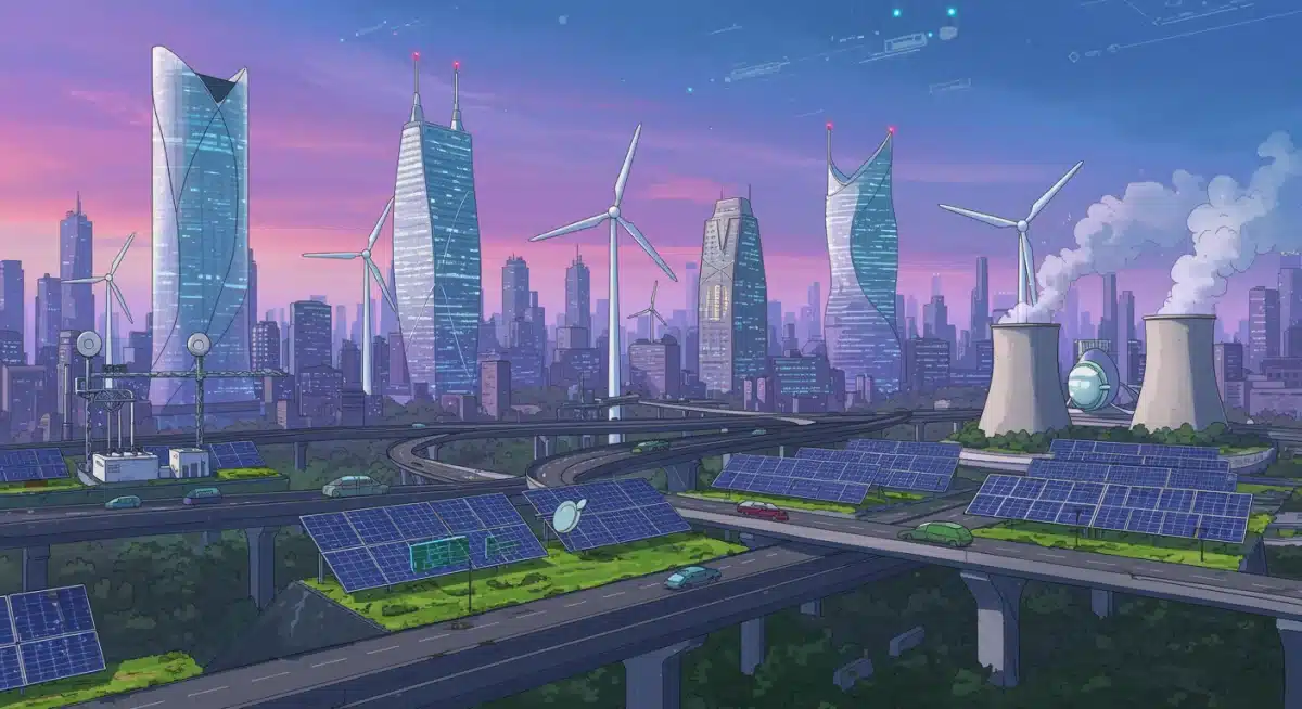 Renewable energy infrastructure integrated into an urban landscape