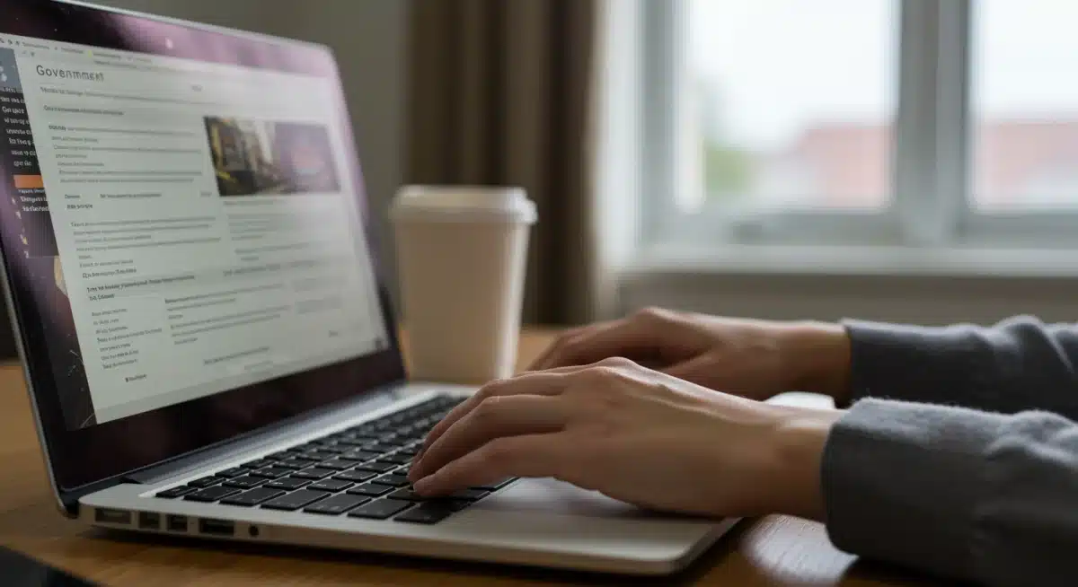 Person researching federal legislation online, digital advocacy