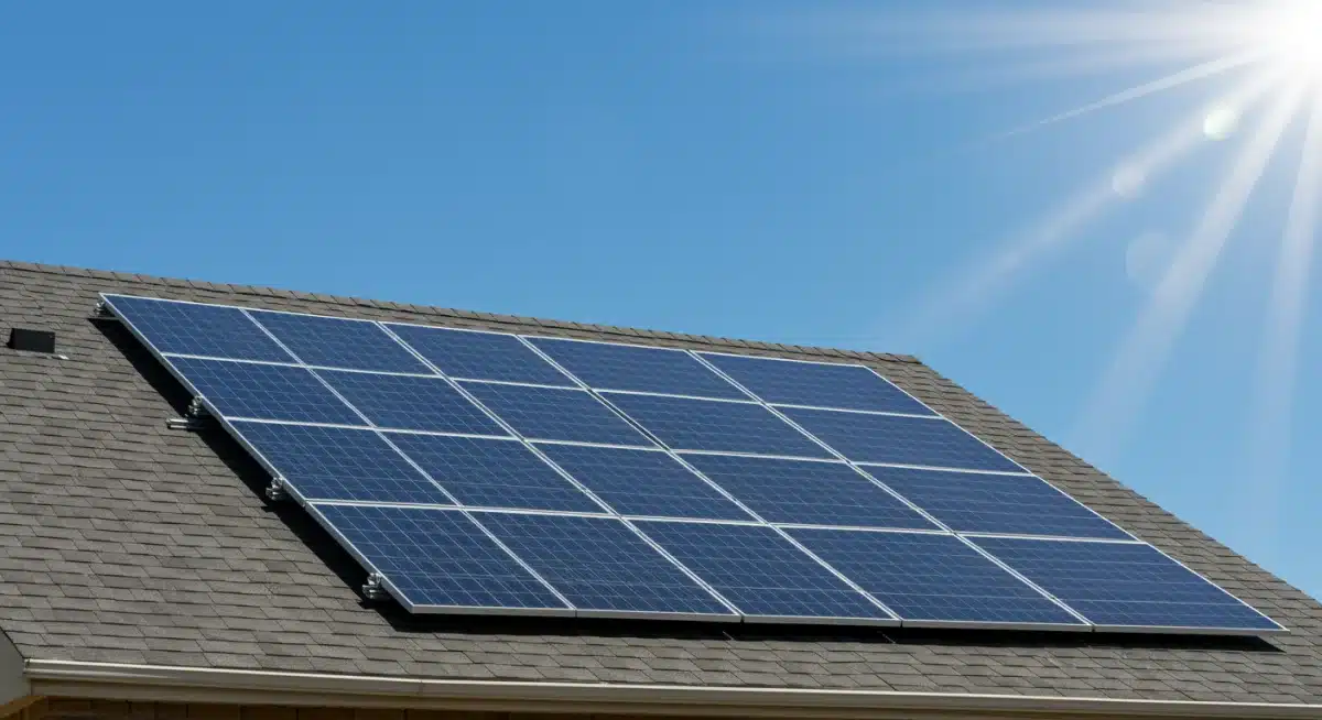 Residential solar panel array on a US home rooftop