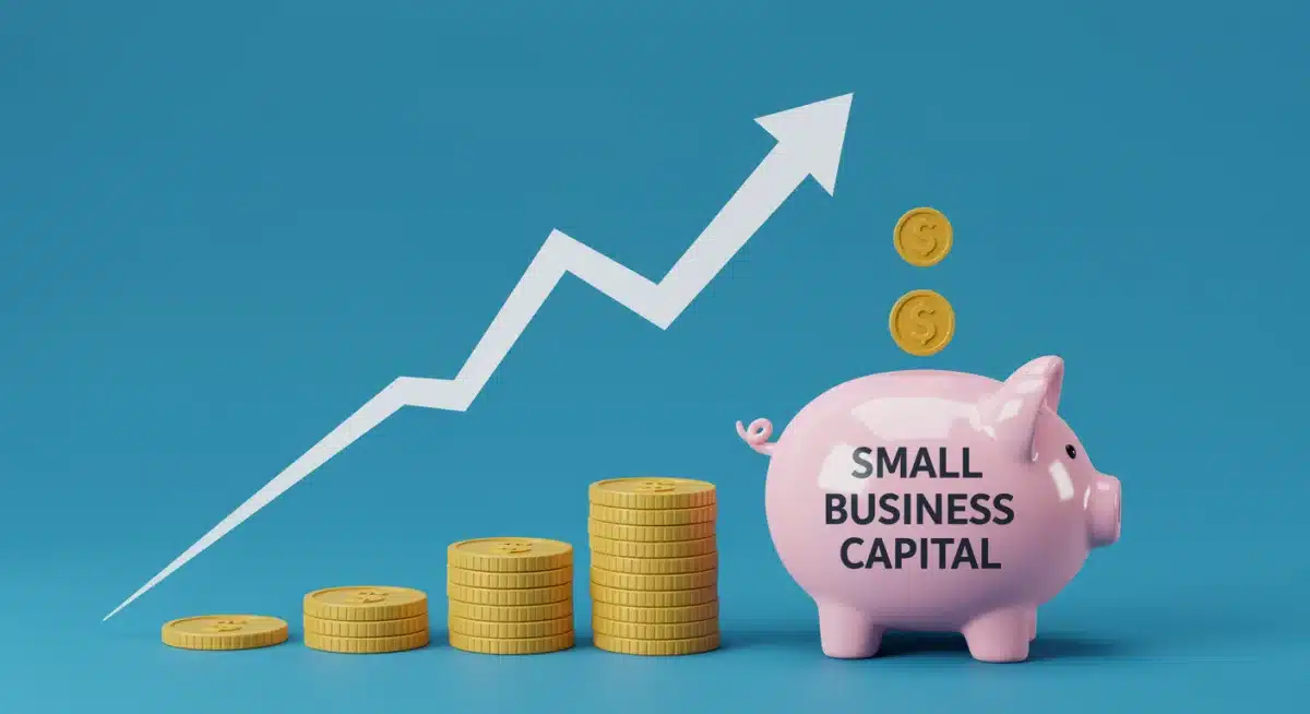 Graphic showing rising interest rates affecting small business capital, symbolizing increased borrowing costs.