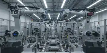 Advanced robotic assembly lines boosting U.S. manufacturing output.