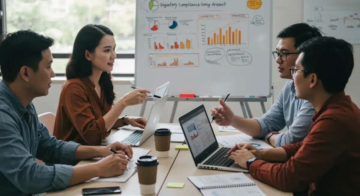 Small business team collaborating on compliance strategy