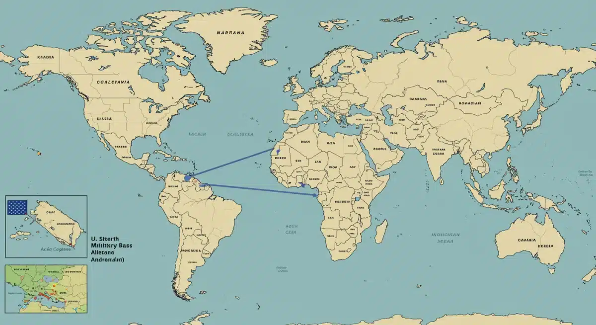 World map illustrating U.S. military bases and allied countries.