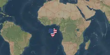 Map of Africa with US and African flags, symbolizing evolving US foreign policy and business opportunities.