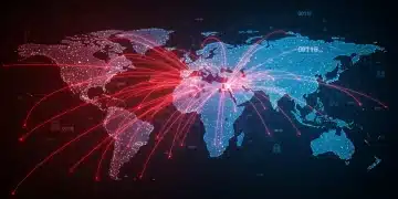 Global digital network under state-sponsored cyber attack targeting the United States.