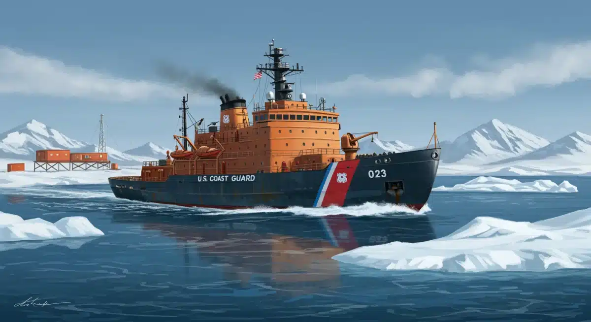 US Coast Guard icebreaker in newly navigable Arctic waters