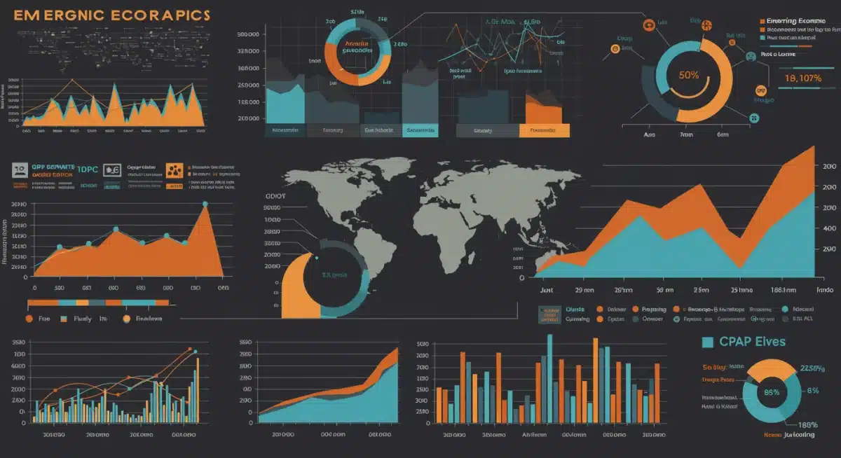 Infographic displaying economic growth metrics for various emerging markets in 2026, relevant to US consumer interests.