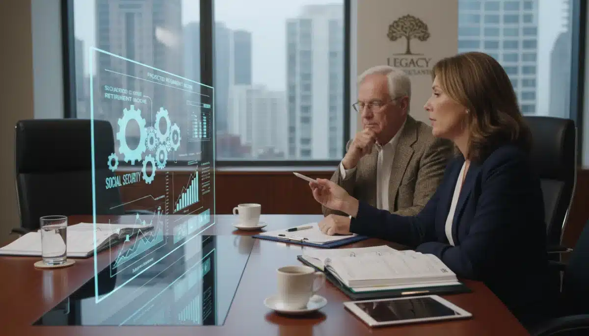 Financial advisor explaining Social Security adjustments to a couple