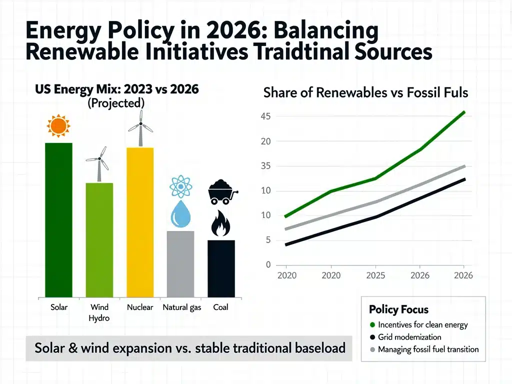 Projected growth of renewable energy versus traditional sources in 2026.